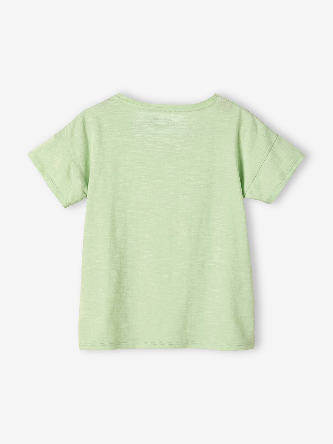 T-shirt fille animation frisou et détails irisés vert