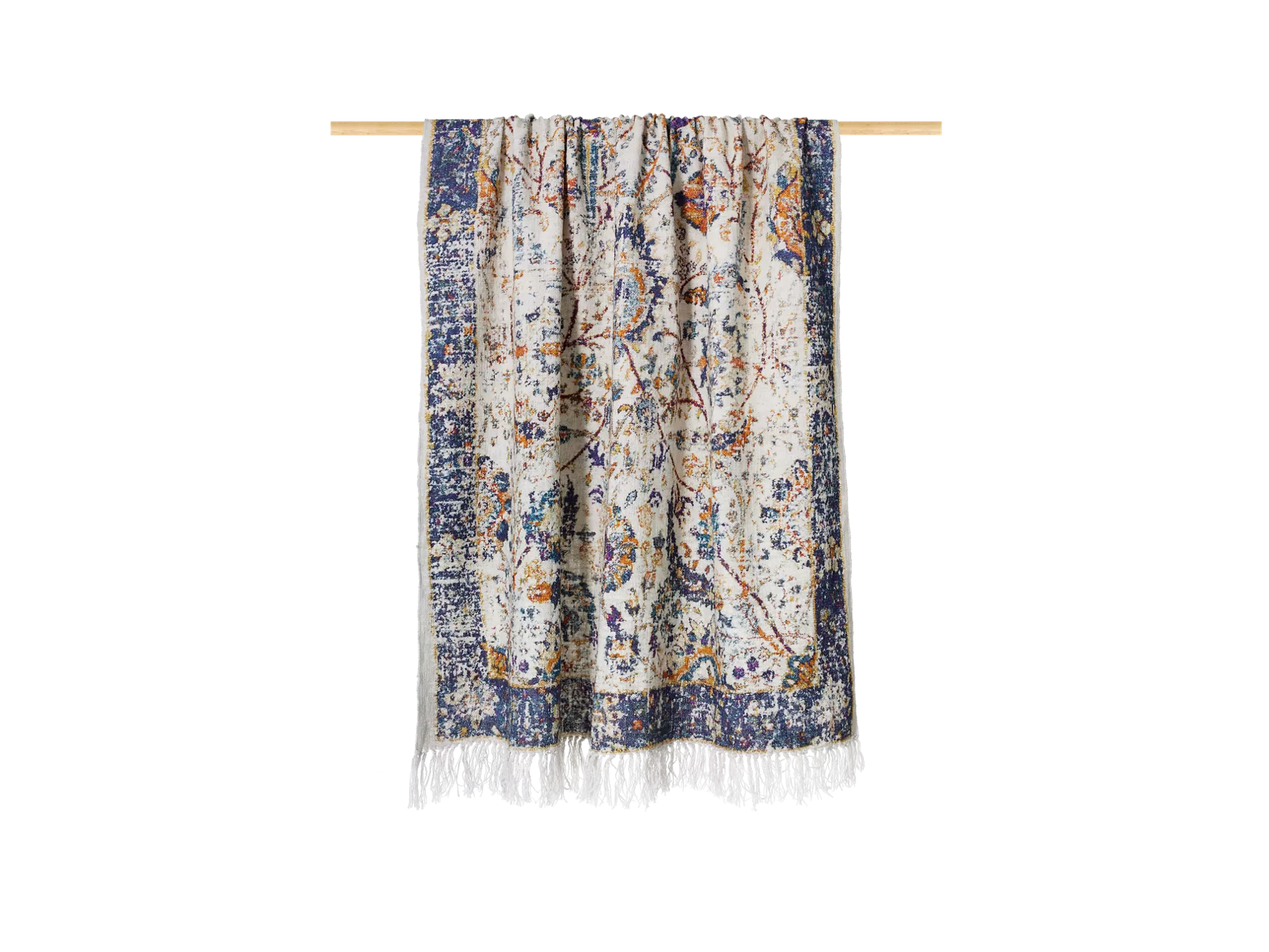 Plaid Shiraz à bordure bleue 130 x 170 cm