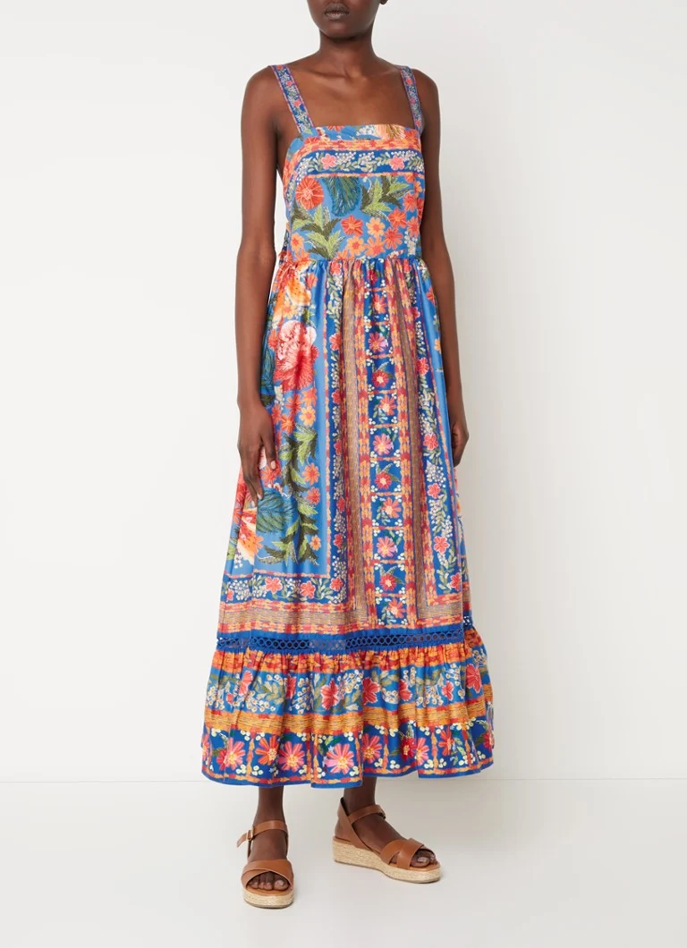 Vestido midi Farm Rio con estampado y detalle de lazo