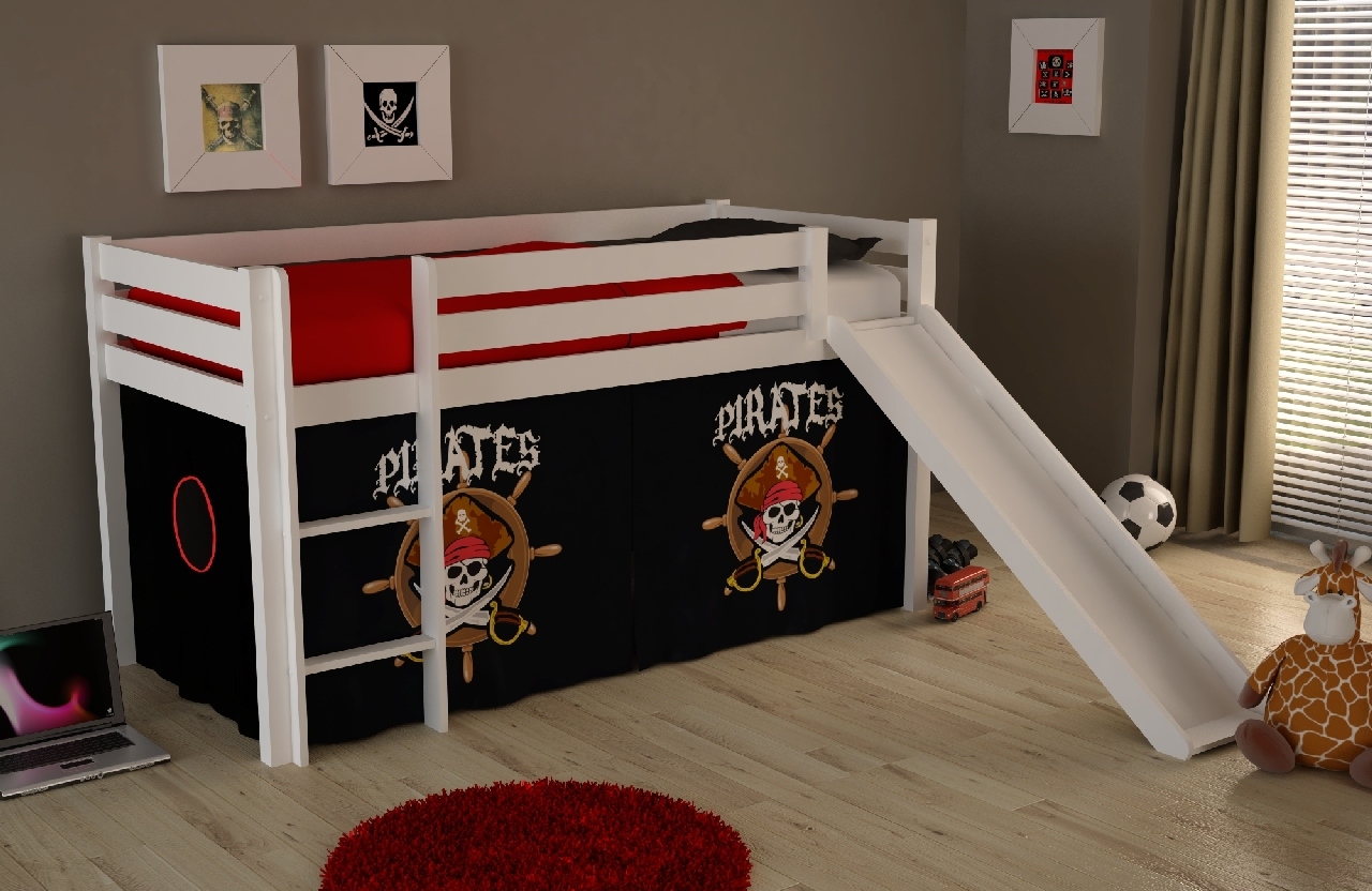 VIPACK Spielbett Pino mit Rutsche und Textilset 