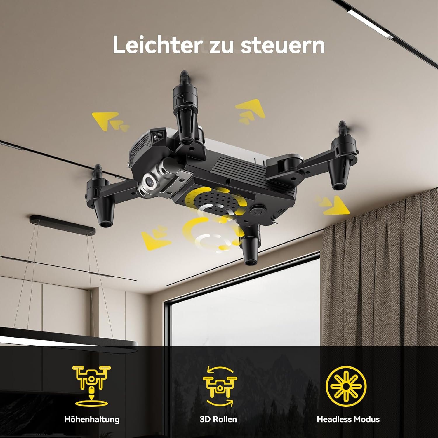 DEERC D20 Mini Drohne für Kinder mit Kamera, Faltbar RC Quadcopter Drohne (720P, mit 2 Akkus Lange Flugzeit, Tap-Fly, One Key Start, Headless Modus)