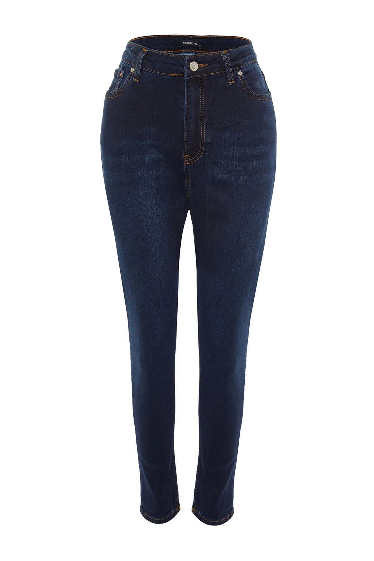 Trendyol Curve  Dunkelblaue Skinny Jeans mit hoher Taille TBBAW23JE00000