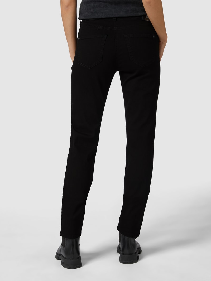 Slim Fit Jeans mit Reißverschlusstasche in schwarz