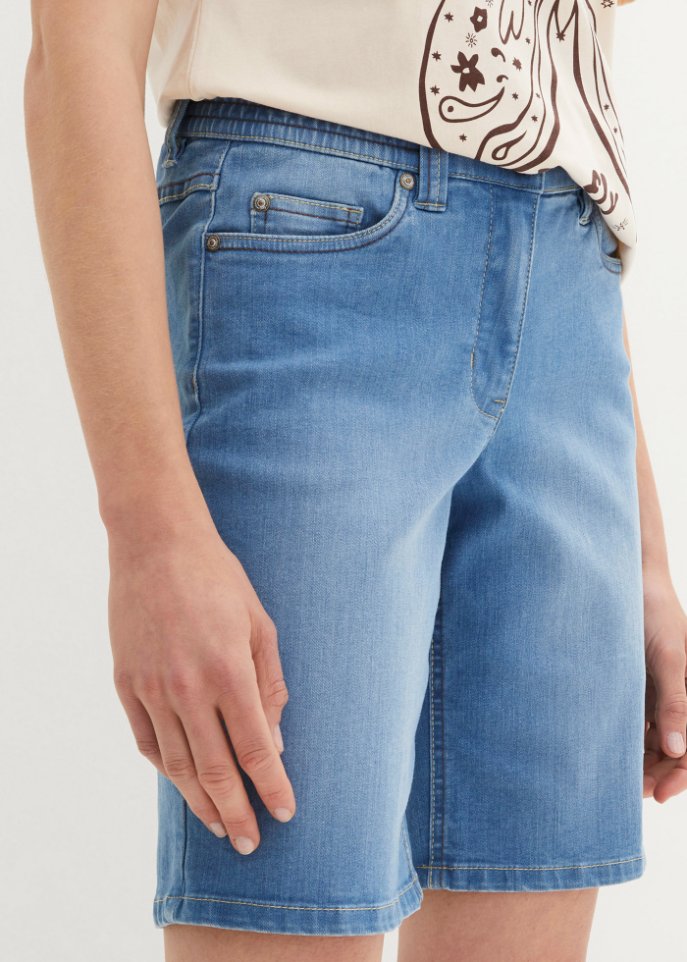 Stretch-Jeans-Bermuda mit Bequembund