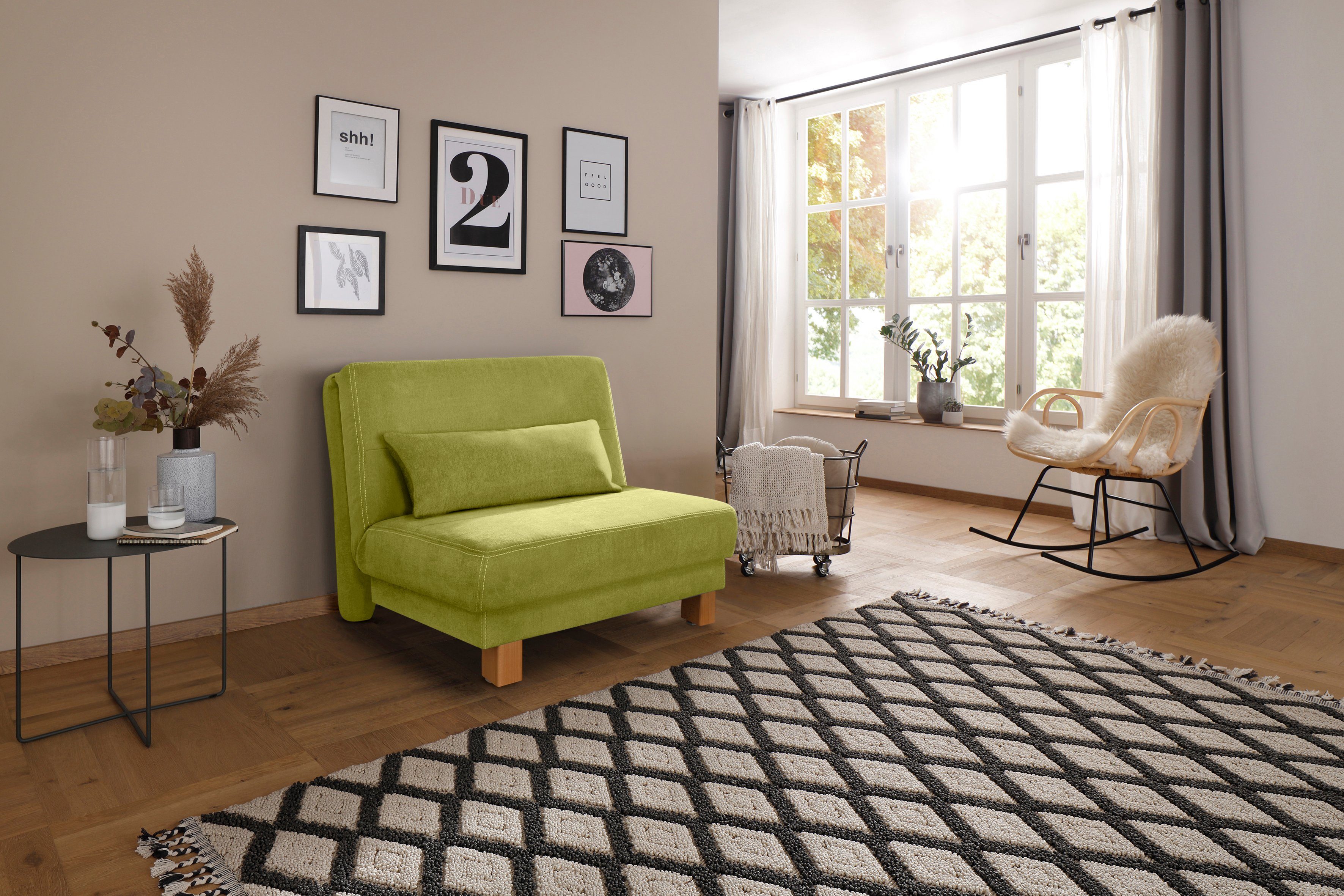 Home affaire Schlafsofa Gina, vom Sofa zum Bett mit einem Handgriff, in 4 Breiten, Nierenkissen