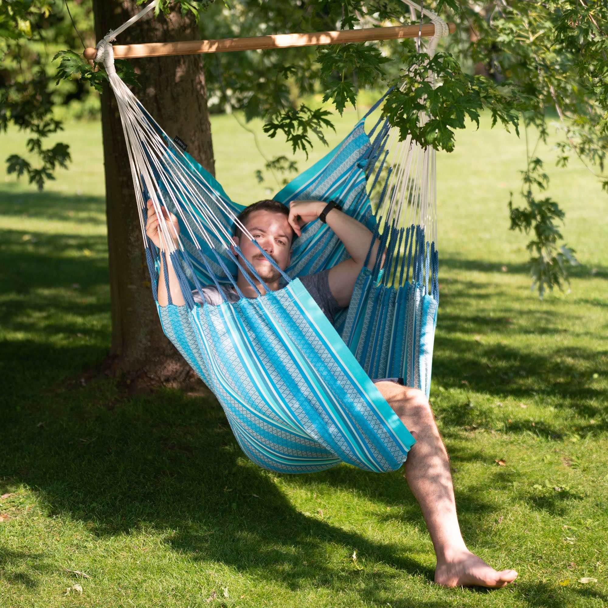La Siesta Hängestuhl Hängestuhl Hängesessel Lounger HABANA Azure Bio Baumwolle La Siesta, Hochwertige Qualität
