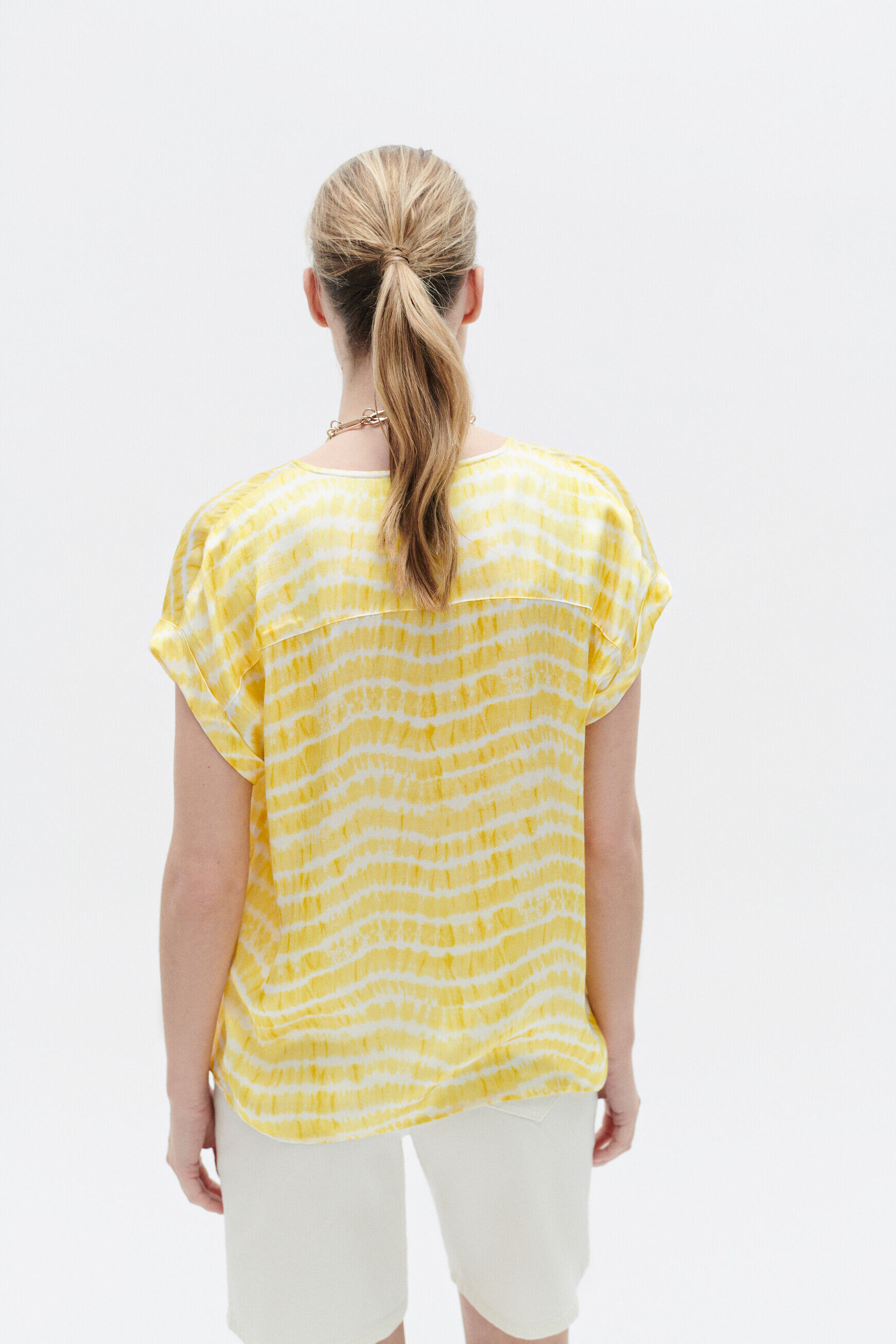 Chemise colombes jaune femme