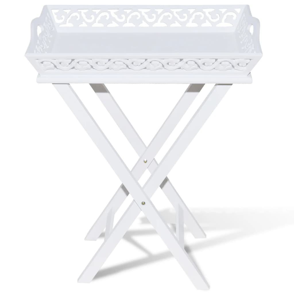 vidaXL Beistelltisch Serviertisch/Beistelltisch mit Tablett Weiß (1-St)