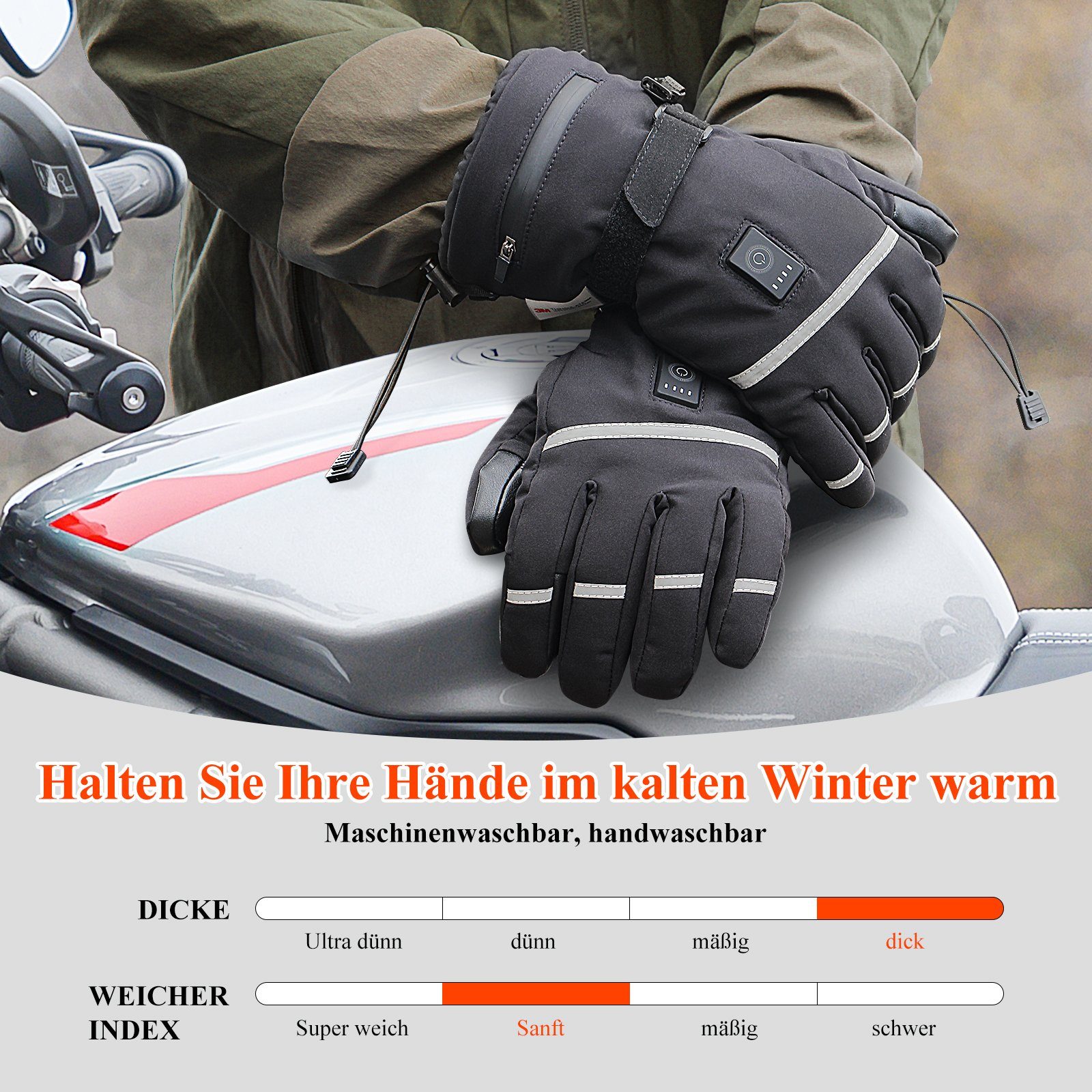 Spark Heizkissen Beheizbare Thermo Handschuhe Winterhandschuhe Thermohandschuhe