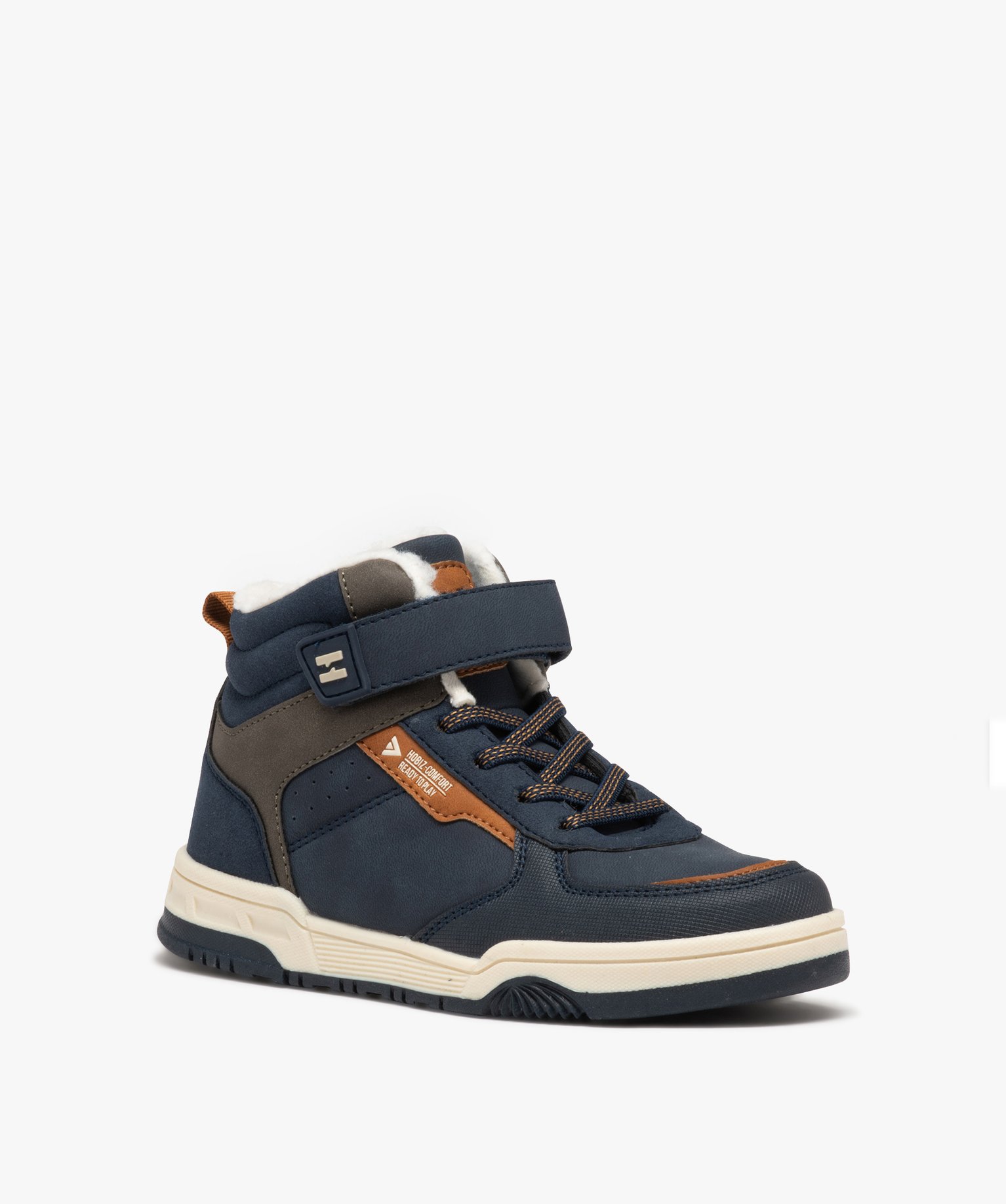 Boots Garçon fourrées sherpa à scratch - Hobiz marine | GEMO