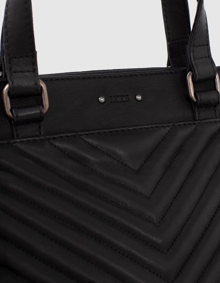 Sac cabas cuir noir LE 1440 matelassage chevrons femme