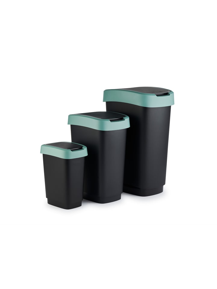 Rotho Twist Mülleimer mit Deckel 25l, Kunststoff (PP)  in Mistletoe grün günstig kaufen onesize