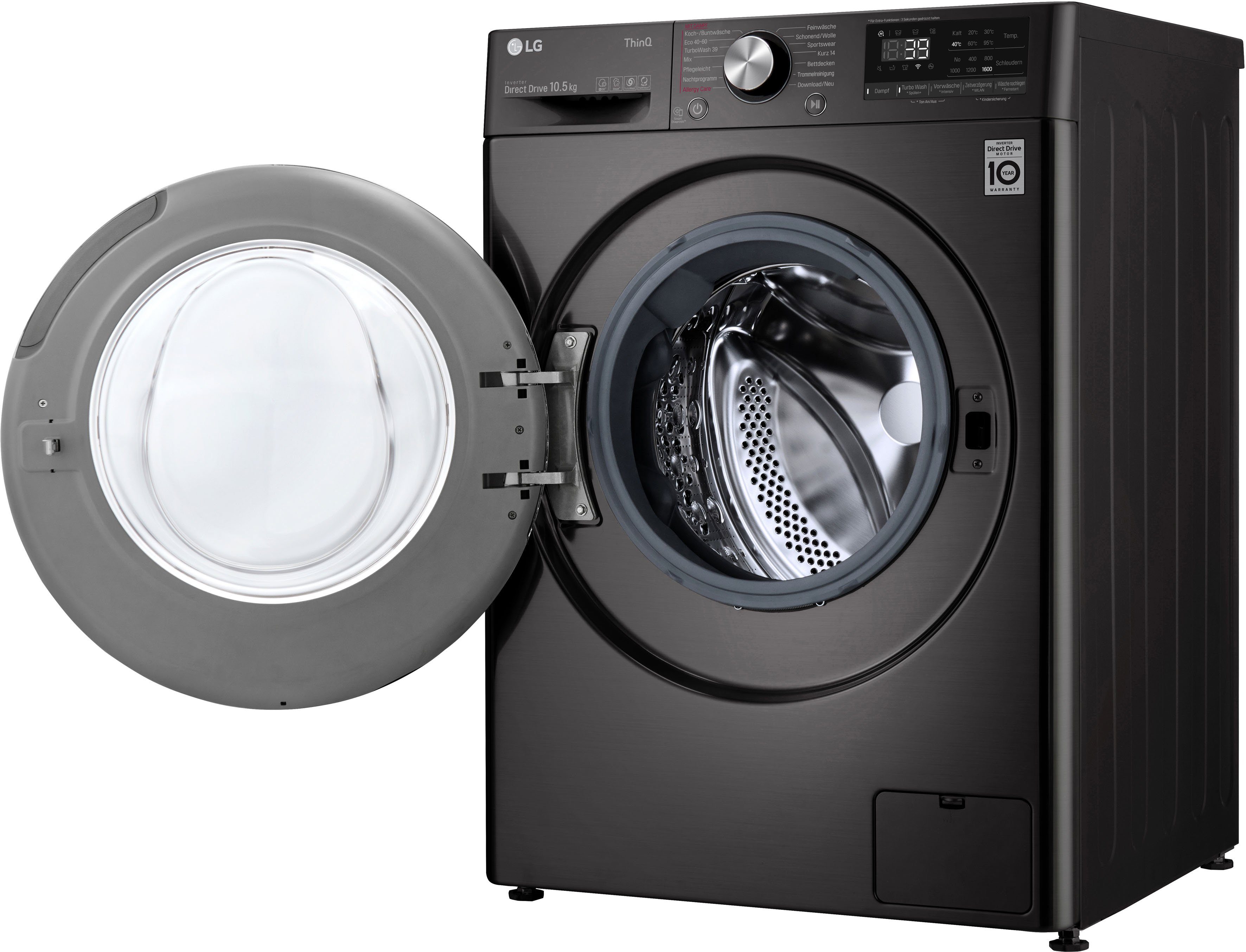 LG Waschmaschine F6WV710P2S, 10,5 kg, 1600 U/min, TurboWash® - Waschen in nur 39 Minuten