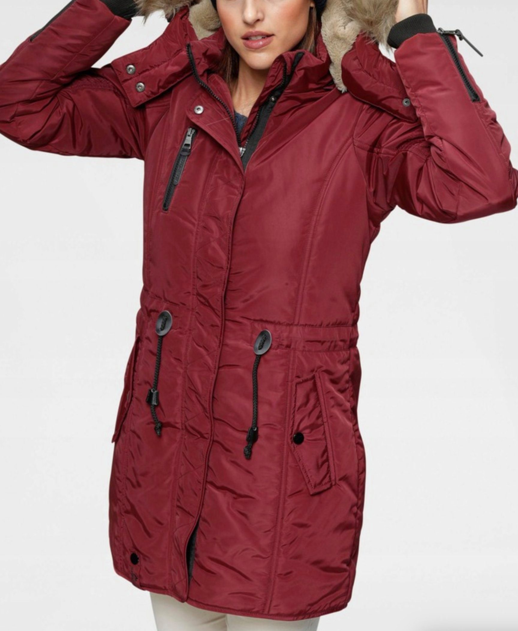 Keskin Collection Parka Damen Winter Mantel Kunstfell Kapuze warm Kunstfellfutter Parka Jacke (mit abtrennbarer Kapuze) Mit Kapuze, Abnehmbarer Kunstfell an der Kapuze, Innen Teddyfell