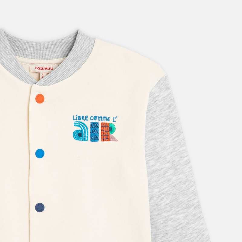 Gilet bébé garçon molleton broderie bouclette gris Catimini
