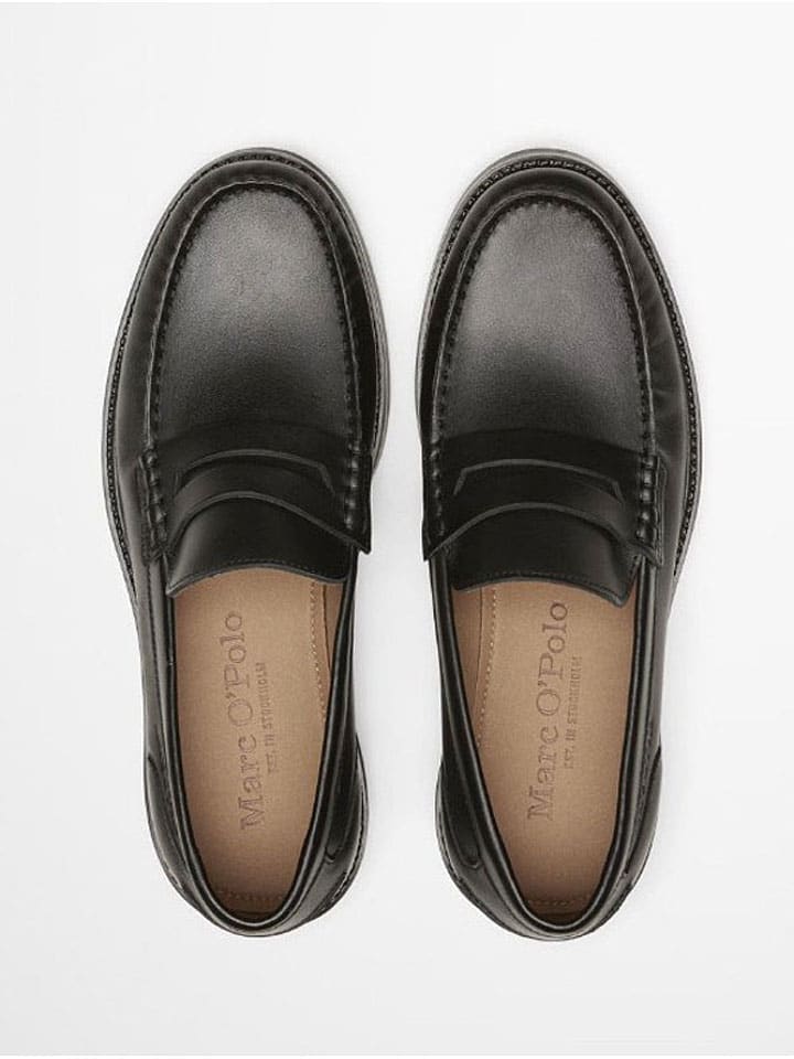 Marc O'Polo Shoes Leder-Mokassins in Schwarz günstig kaufen