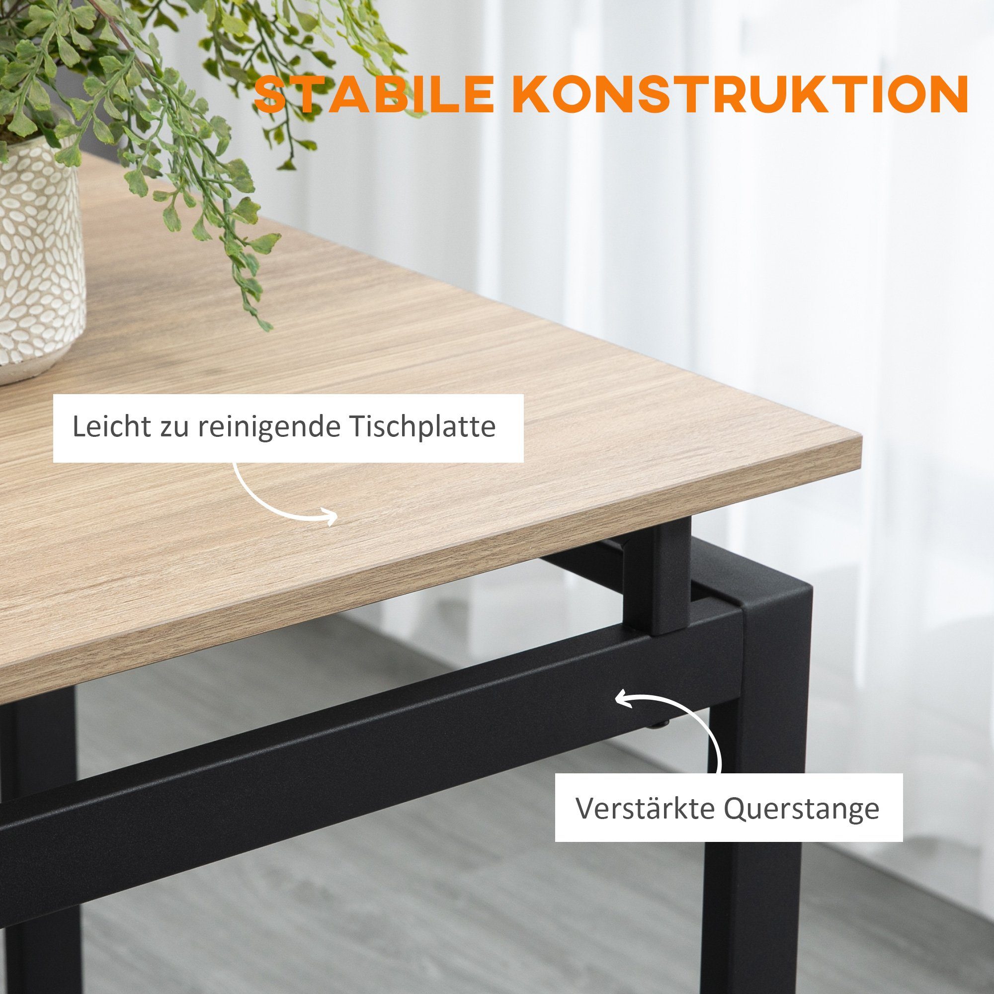 HOMCOM Bartisch Bartisch, Barhocker, 5-tlg. Set, Industrial Design, 120 x 60 x 90cm