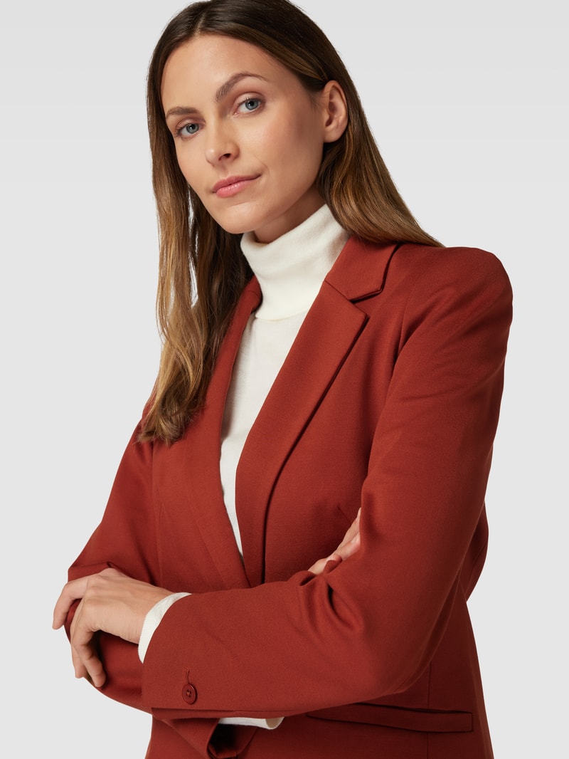 Blazer in unifarbenem Design mit Knopfverschluss in rostrot