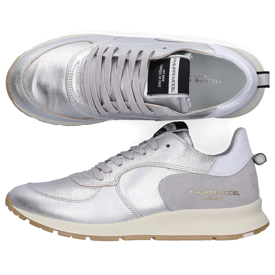 Philippe Model - Sneaker low MONTECARLO Kalbsleder Logo silber - grau