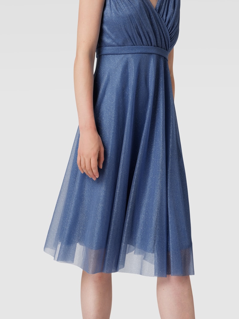 Cocktailkleid mit Taillenpasse in bleu
