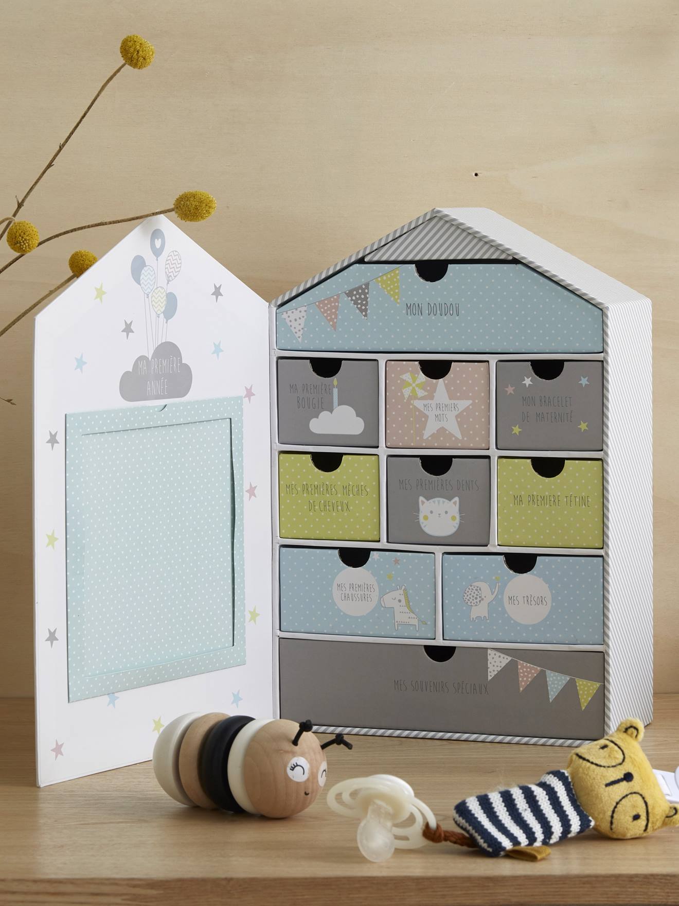 Coffret de naissance à tiroirs multicolore