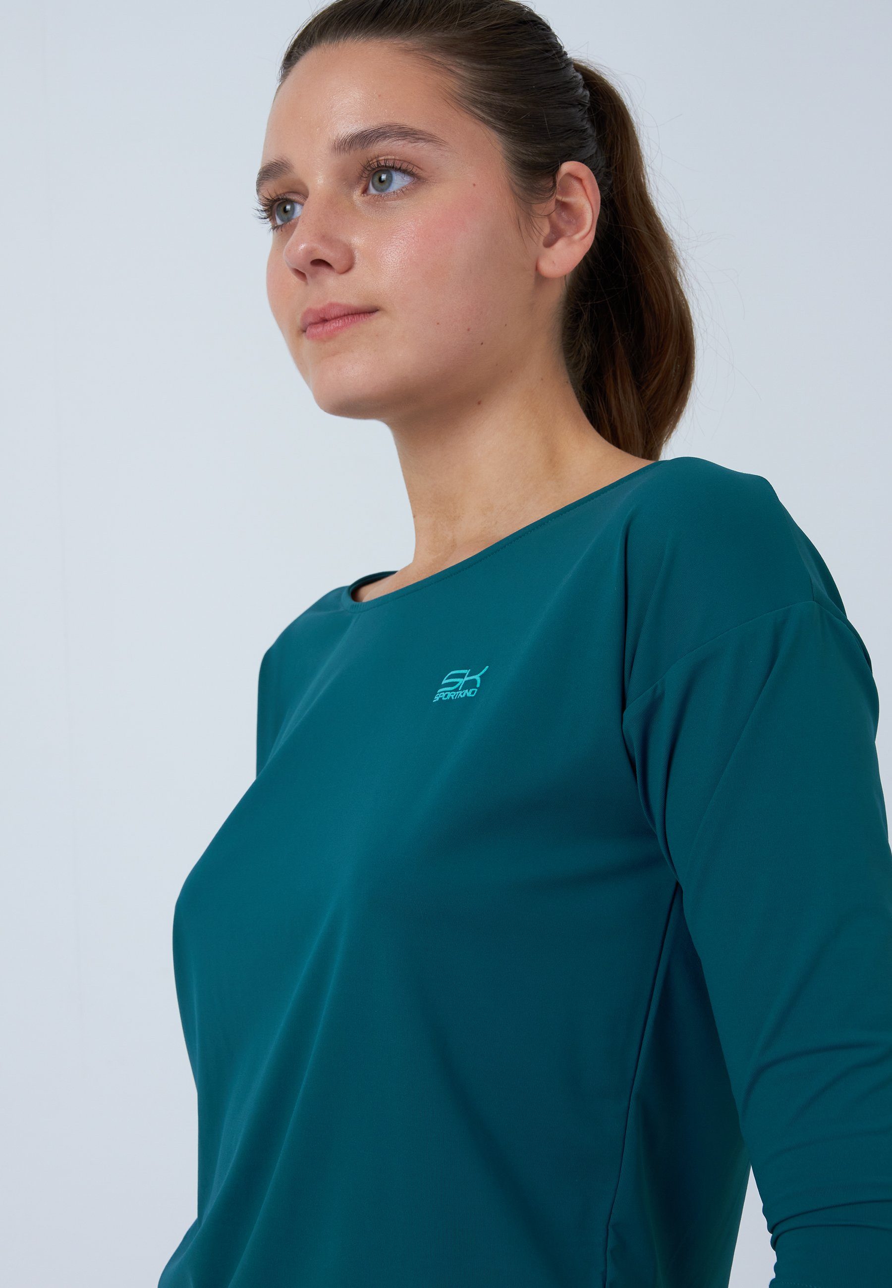 SPORTKIND Funktionsshirt Tennis 3/4 Loose Fit Shirt Mädchen & Damen petrol grün