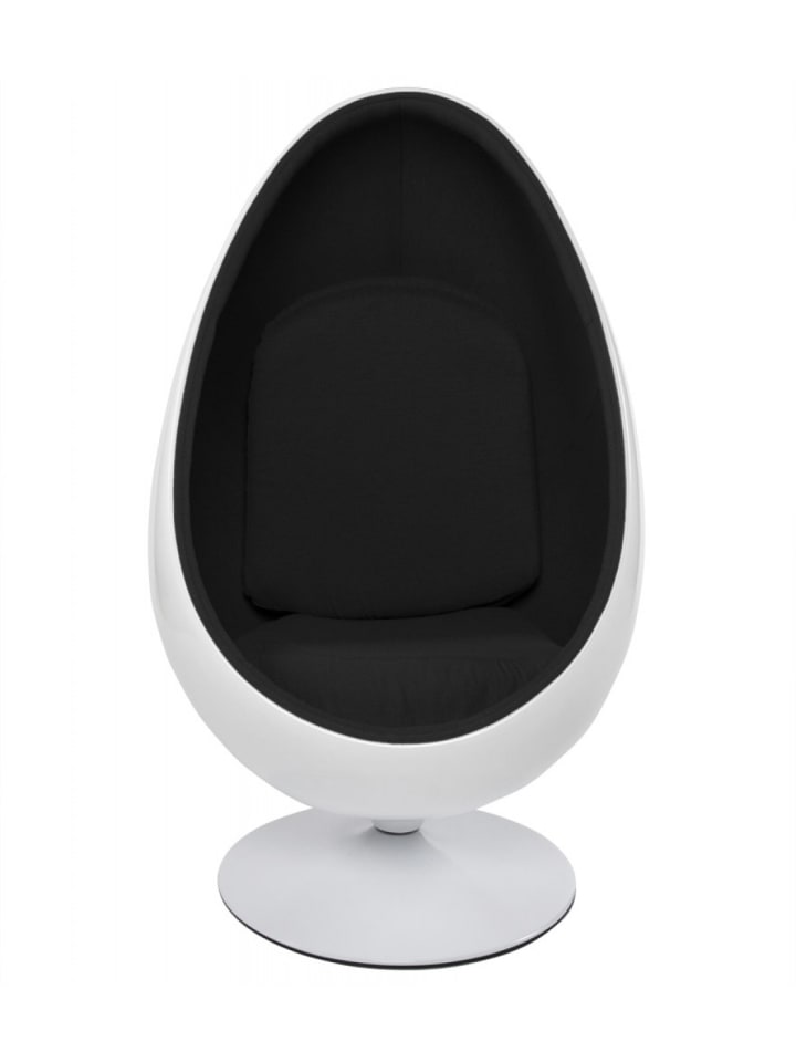 KADIMA DESIGN Wohnzimmer Eiersessel COCOON aus Glasfaser | Retro Design in Weiß-Schwarz günstig kaufen onesize