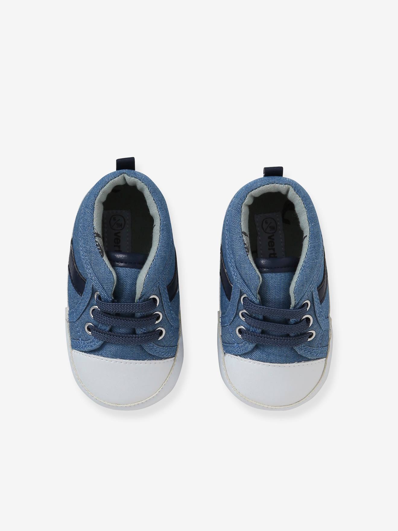 Chaussons baskets souples bébé garçon bleu