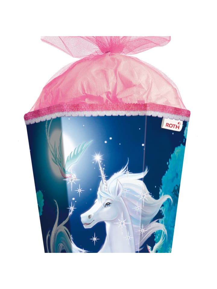 ROTH Schultüte groß Mondscheineinhorn 85 cm, Glitter Glitzerborte in Blau günstig kaufen onesize