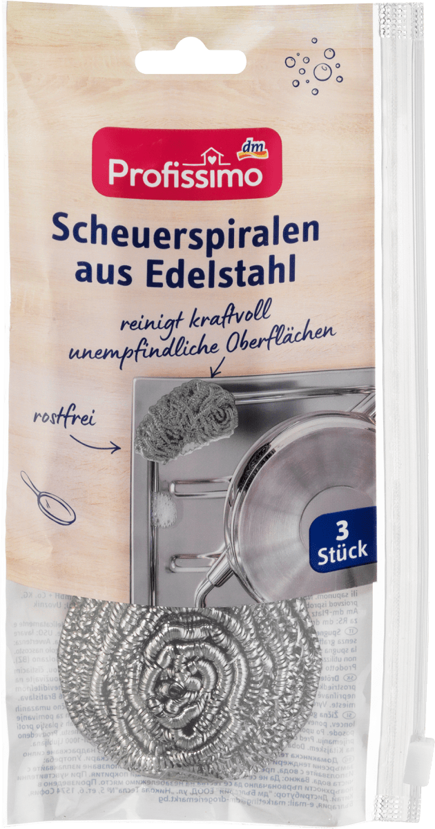 Scheuerspiralen aus Edelstahl, 3 St