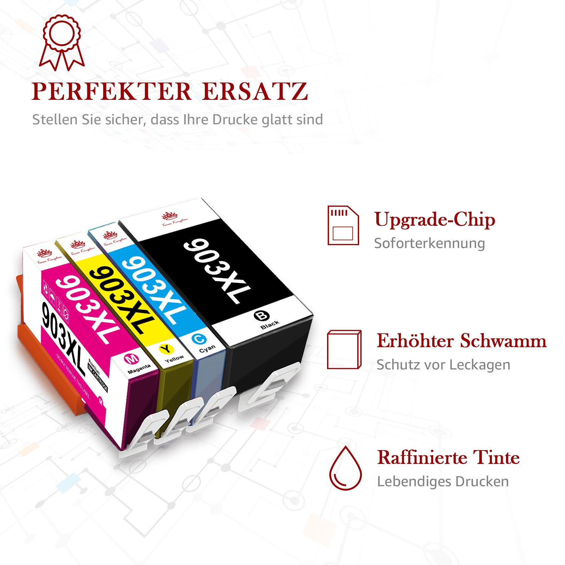Toner Kingdom Drucker für HP 903 XL Multipack Officejet Pro 6950 6960 6970 Tintenpatrone