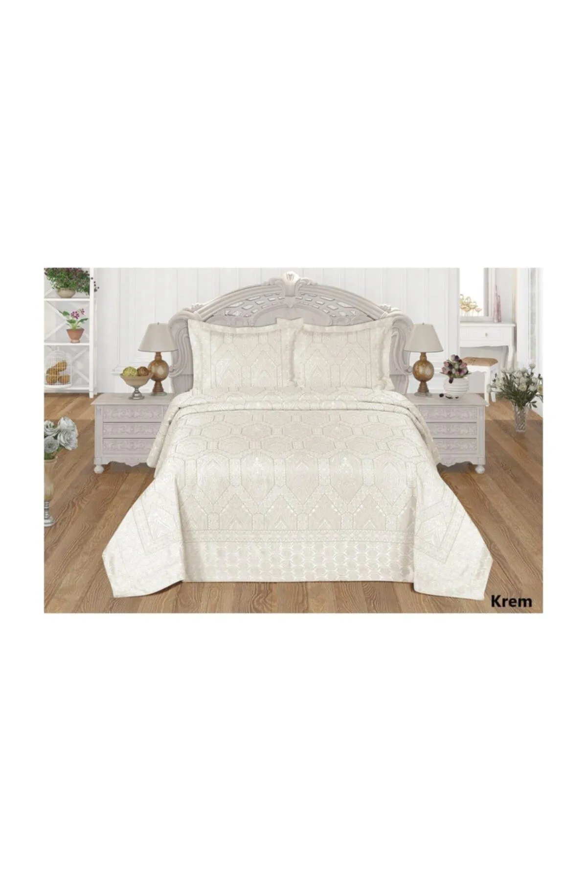 Karna Home  Grena Doppelbett-Tagesdecke, Creme