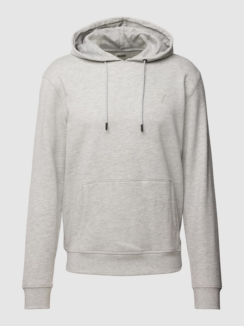Hoodie mit Label-Patch in mittelgrau meliert