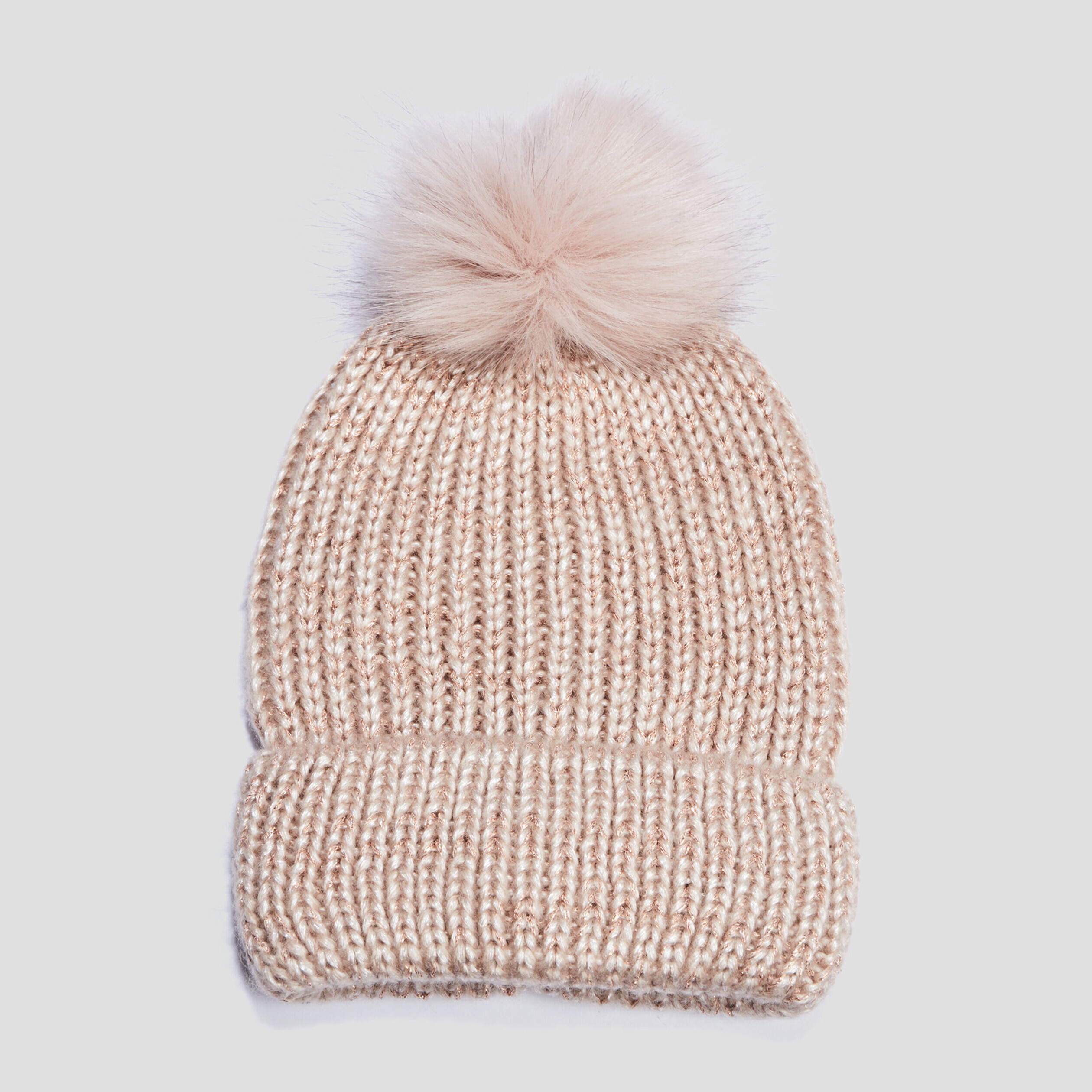Bonnet à pompon taupe femme | La Halle
