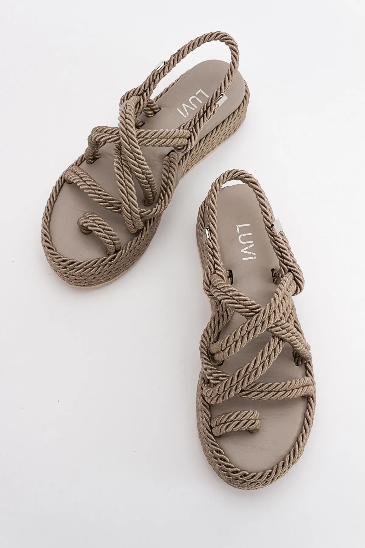 LuviShoes  Juney Dunkelbeige Damensandalen