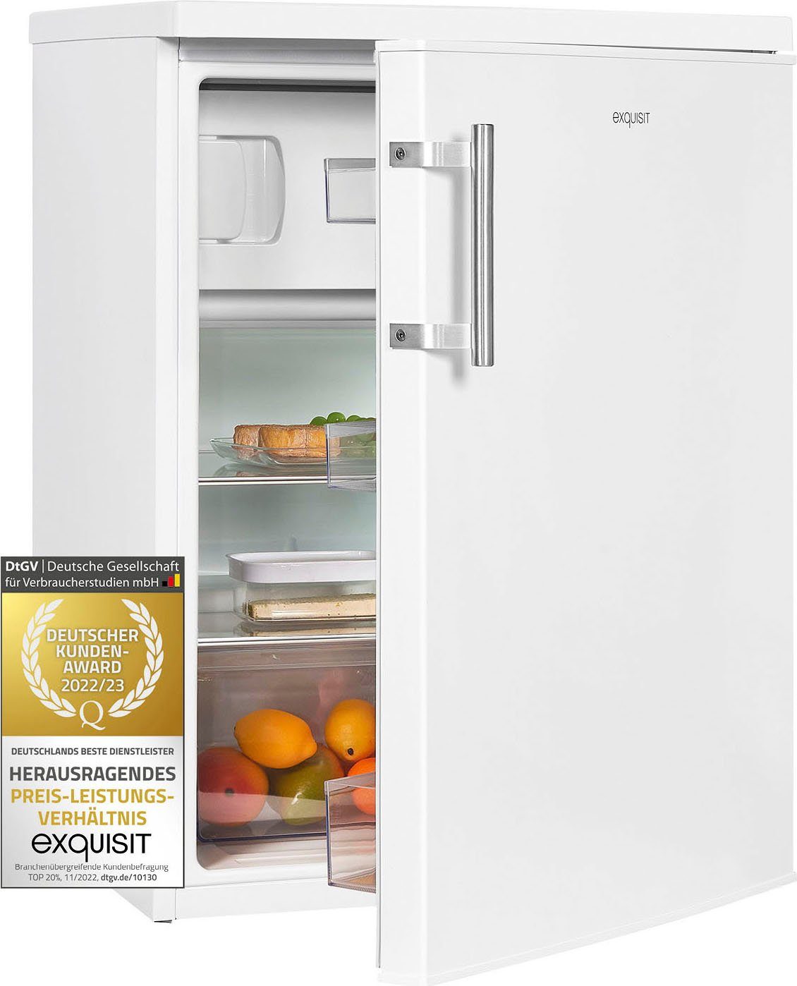 exquisit Kühlschrank KS18-4-H-170D weiss, 85,0 cm hoch, 60,0 cm breit