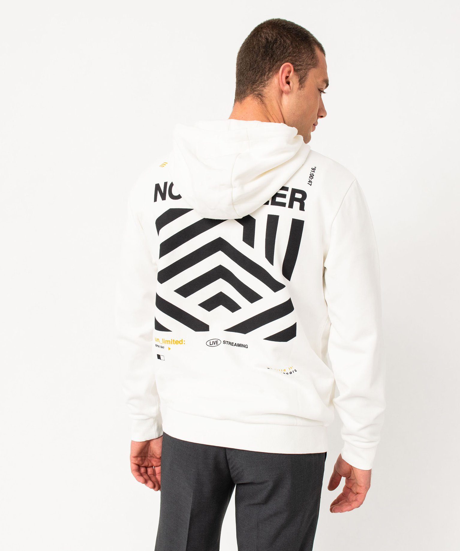 Sweat en molleton doux avec capuche homme blanc | GEMO