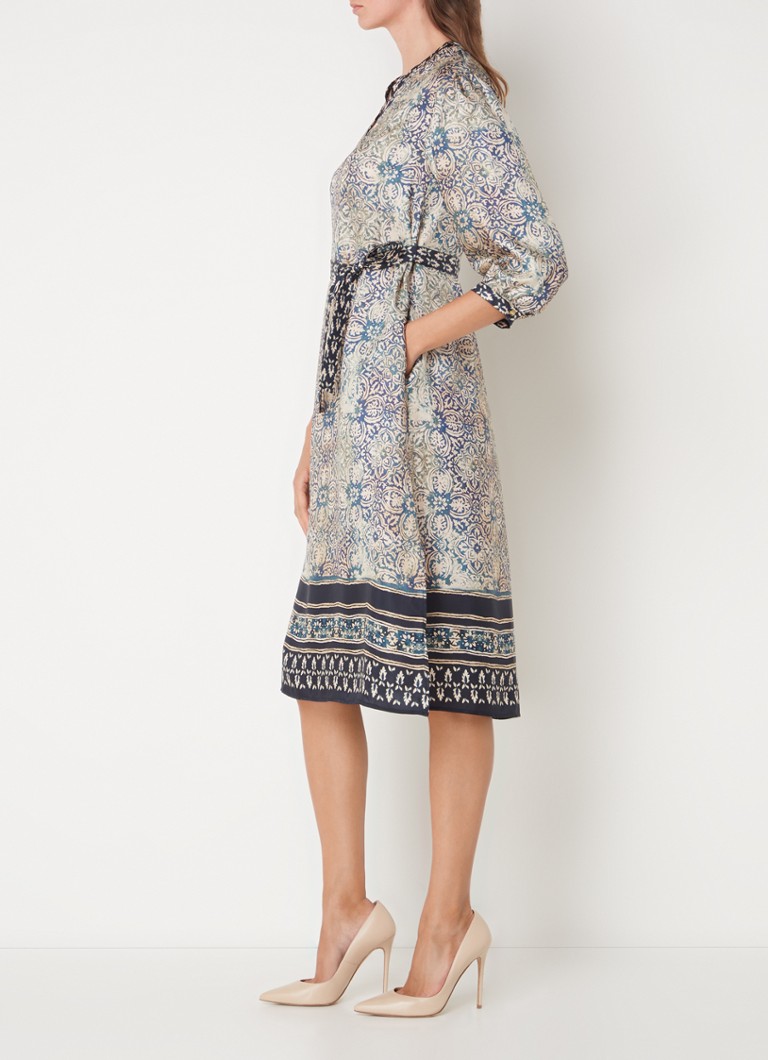 Vestido túnica midi de seda Gerard Darel Elnora con cinturón de lazo.