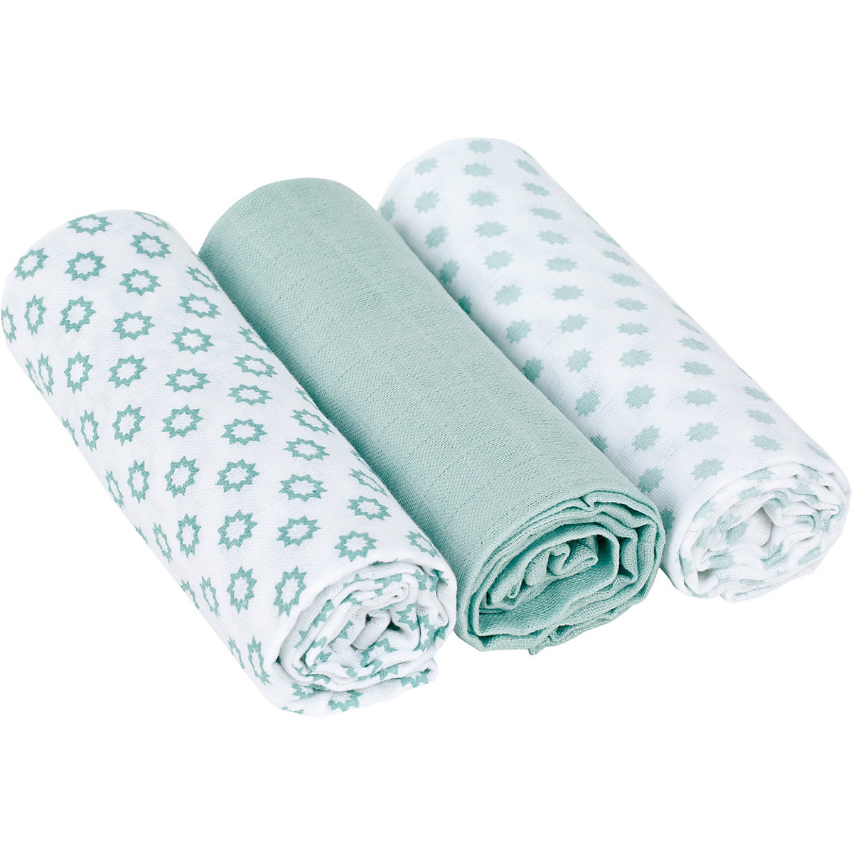 Mulltuch/Spucktuch Little Chums Stars light mint, 85 x 85 cm, 3 Stück