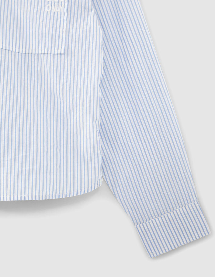 Chemise blanc cassé à rayures bleues fille