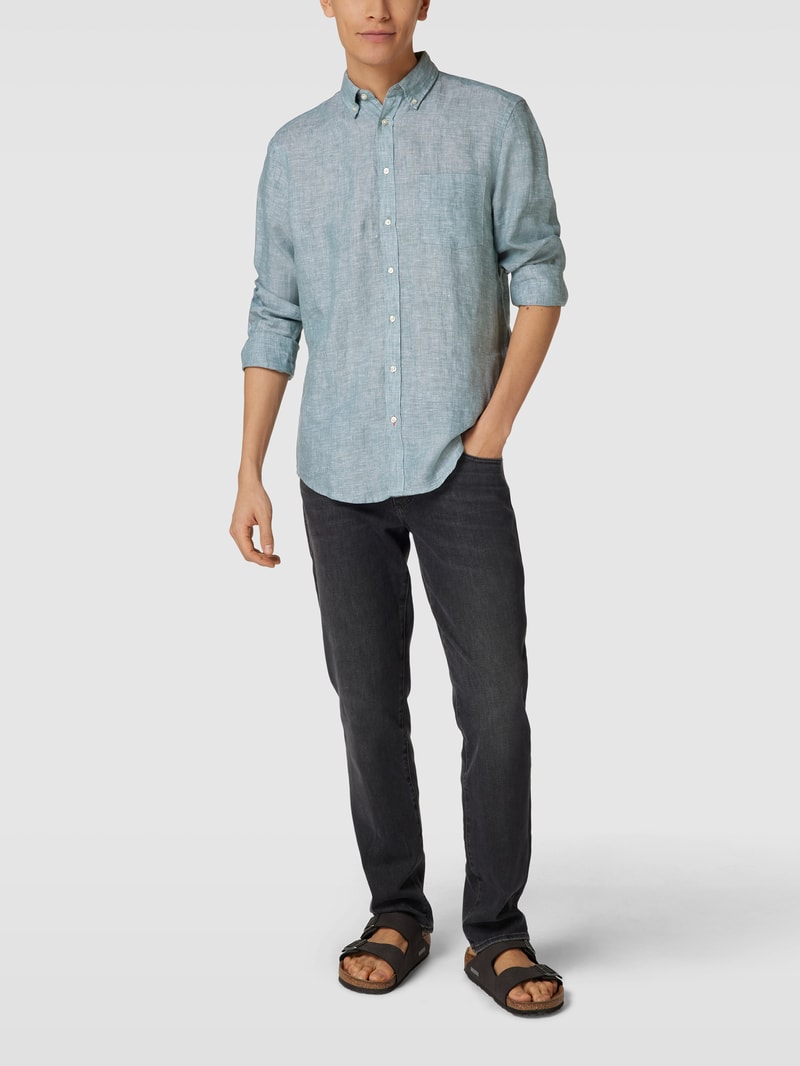 Freizeithemd mit Button-Down-Kragen in metallic grün
