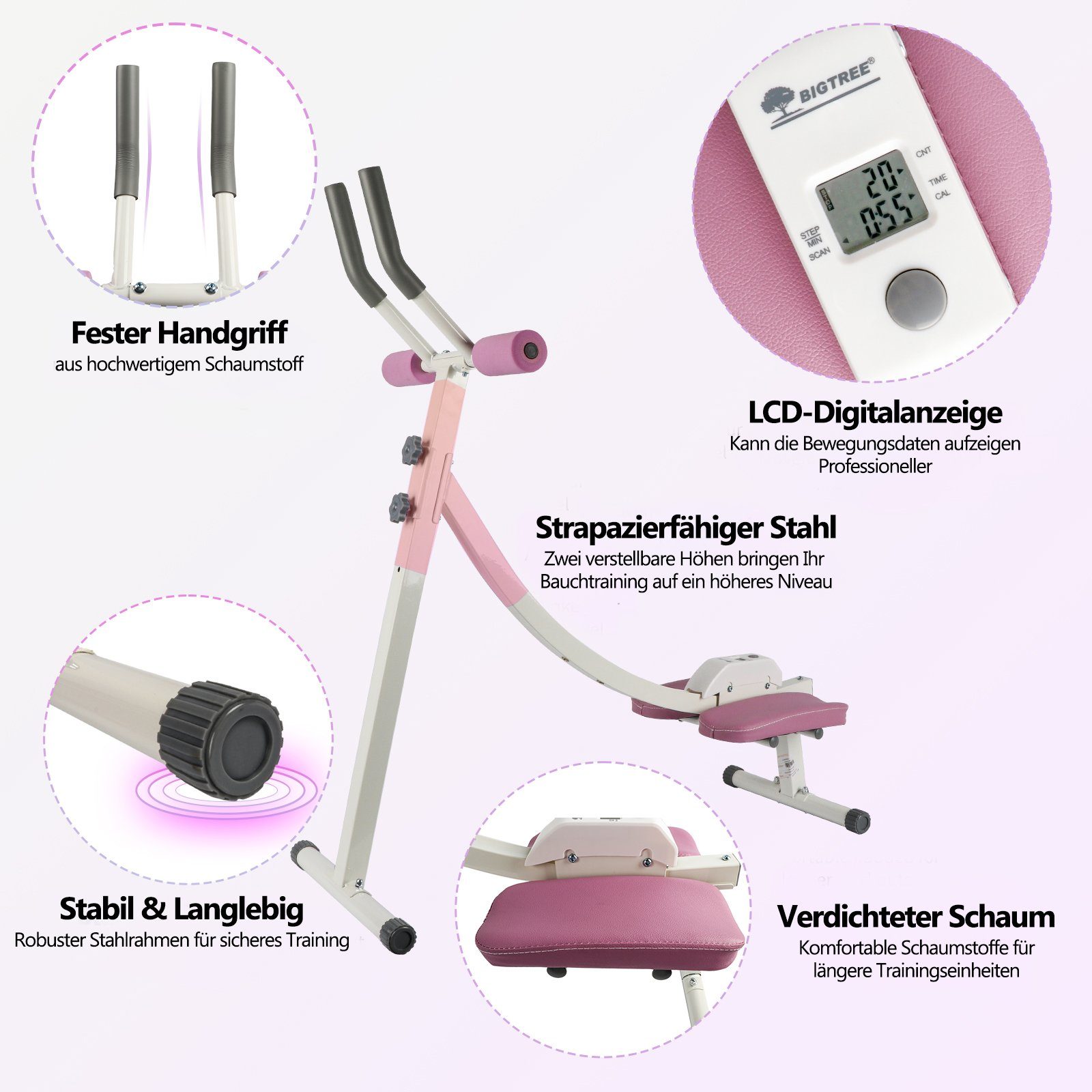 KAHOO Heimtrainer Klappbarer Fahrradtrainer mit LDC-Display, Fitnessgerät