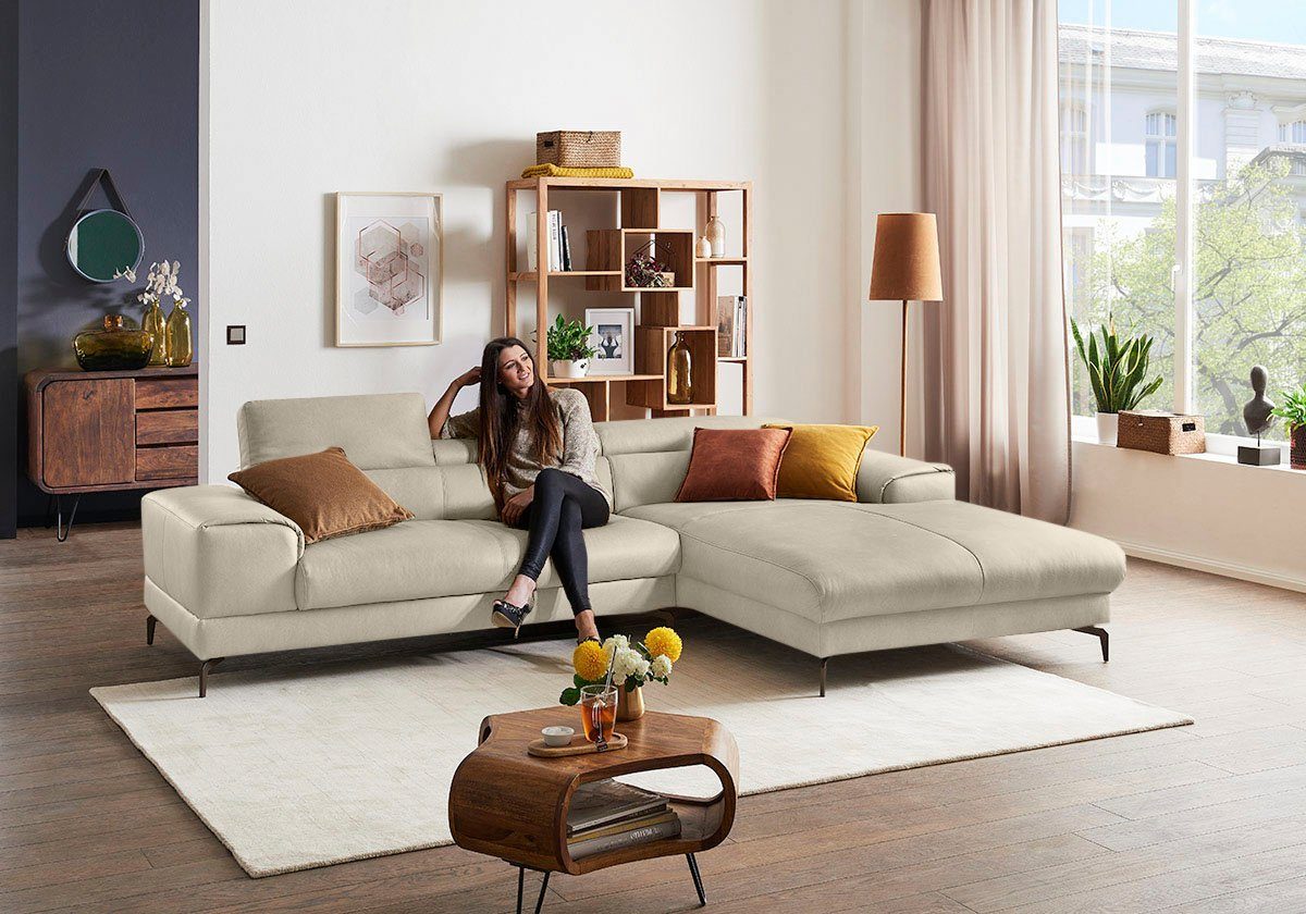 W.SCHILLIG Ecksofa piedroo, Kopfteilverstellung, wahlweise mit Sitztiefenverstellung, Breite 303cm