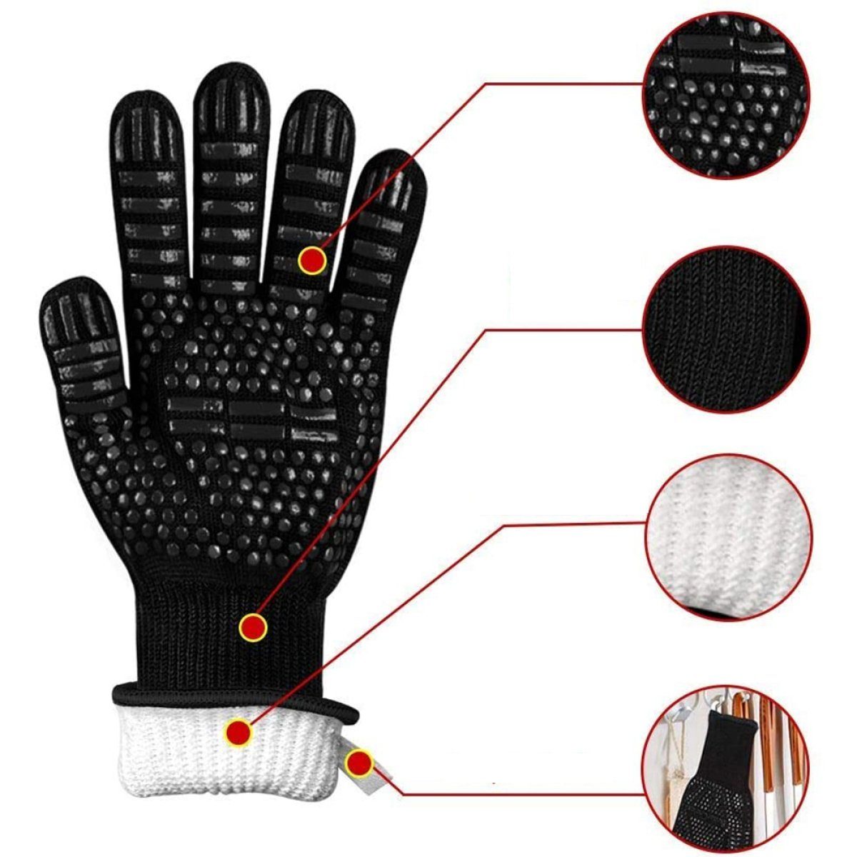 Rwoythk Topfhandschuhe Grillhandschuhe hitzebeständig 800 Grad feuerfeste Handschuhe