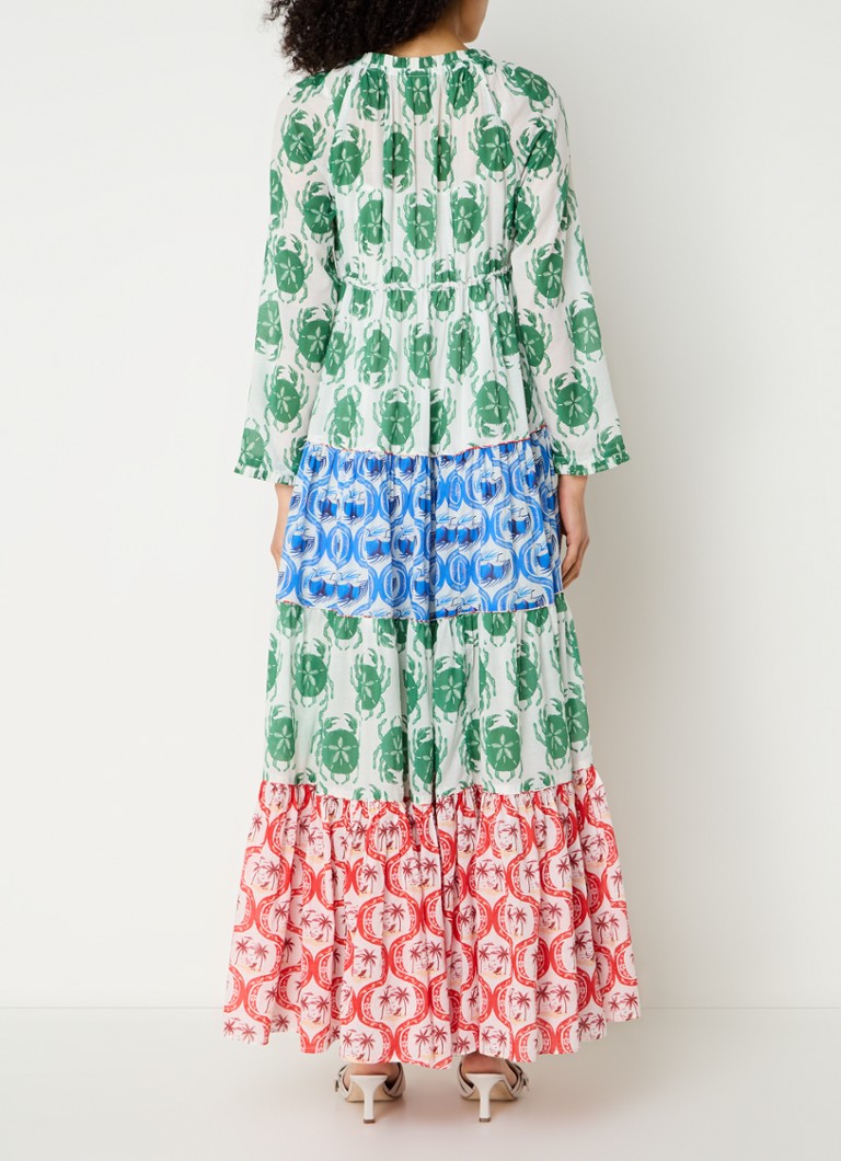 Vestido túnica largo con estampado de mezcla de sellos de Farm Rio