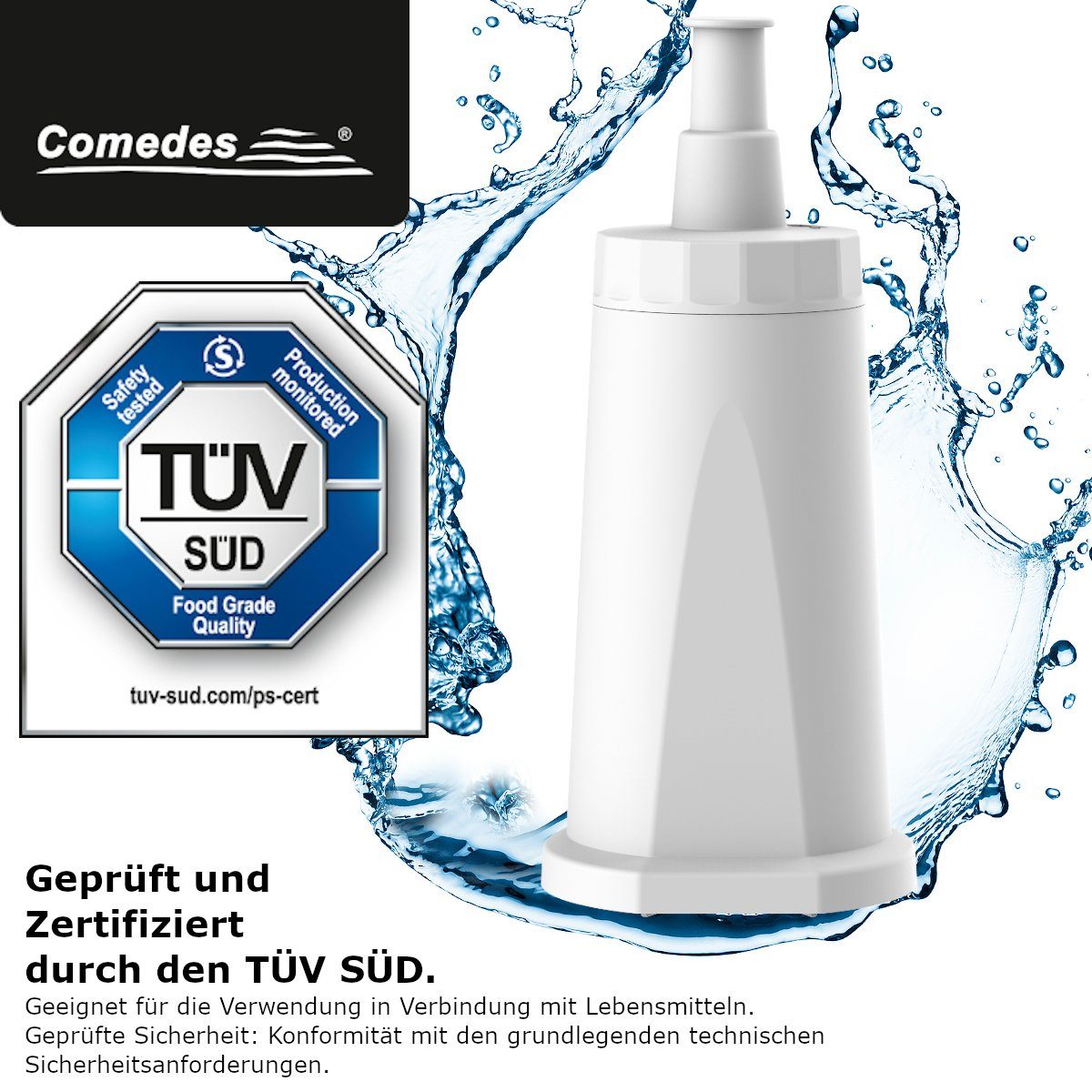 Comedes Wasserfilter 6er Set einsetzbar statt Sage SES008WHT0NEU1, Zubehör für Barista Express (SES875), Barista Pro (SES878), Barista Touch (SES880), Dual Boiler (SES920), Oracle (SES980), Oracle Touch (SES990), passend für die Bambino Plus (SES500)