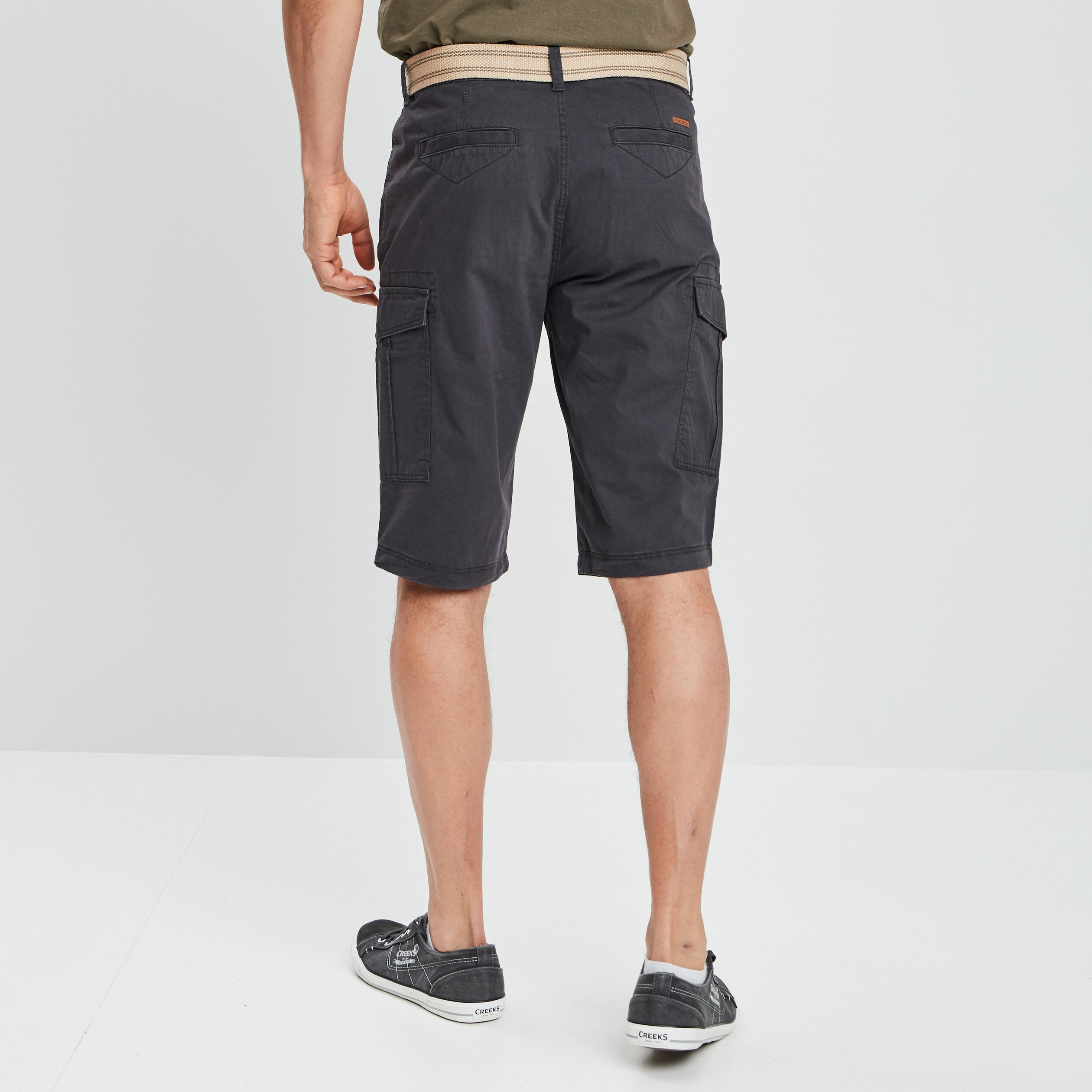 Bermuda cargo ceinturé gris foncé homme | La Halle