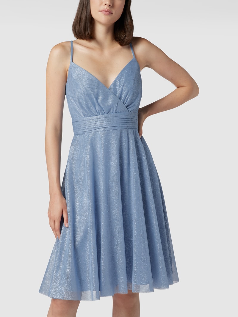 Cocktailkleid mit Wickel-Optik in blau meliert