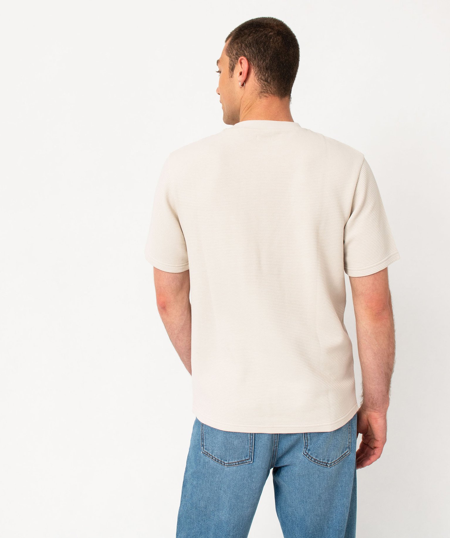 Tee-shirt manches courtes en coton texturé épais homme ecru | GEMO