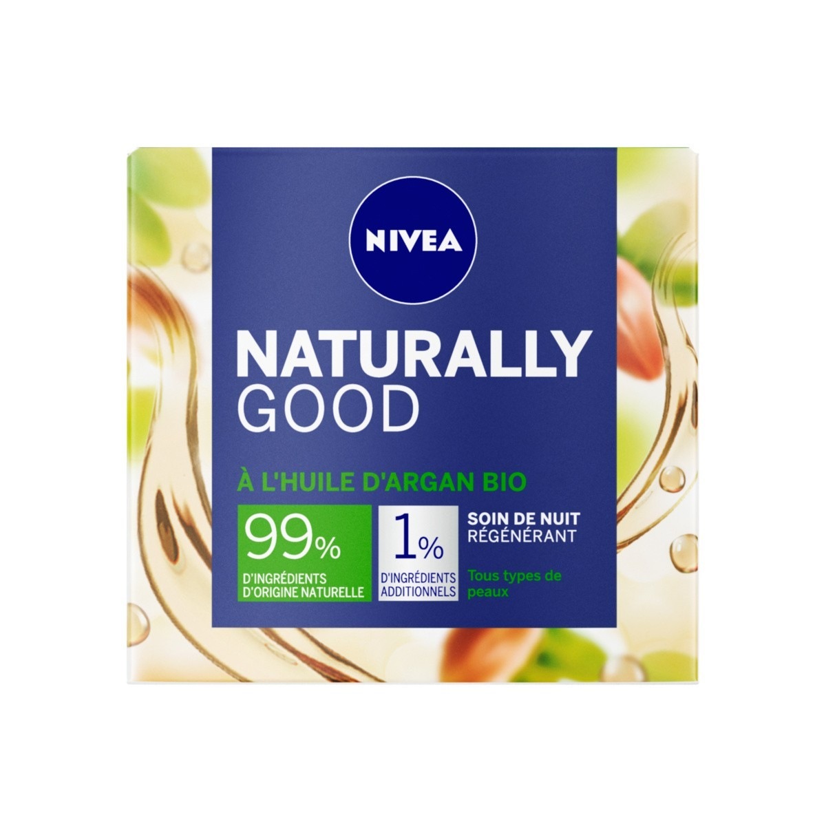 NIVEA 24H fuktighetsgivende nattkrem med økologisk arganolje